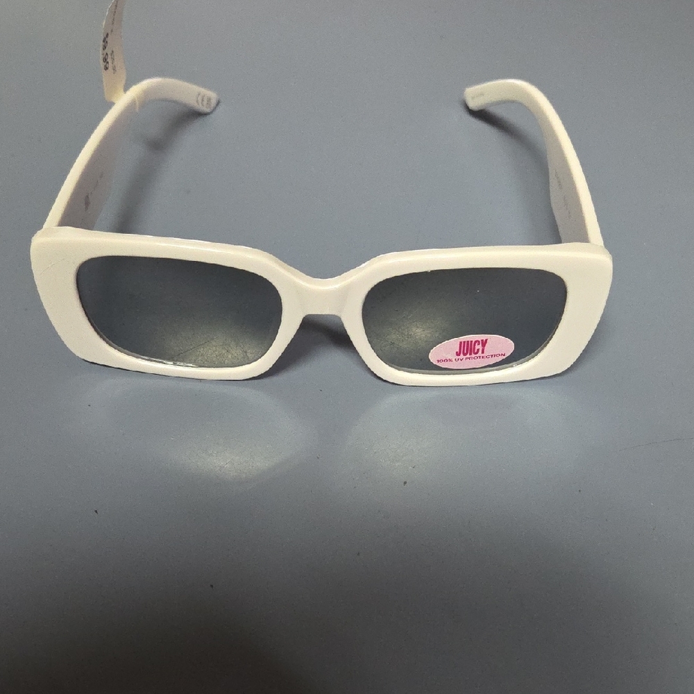 Juicy Couture White Slim Rectangular Sunglasses